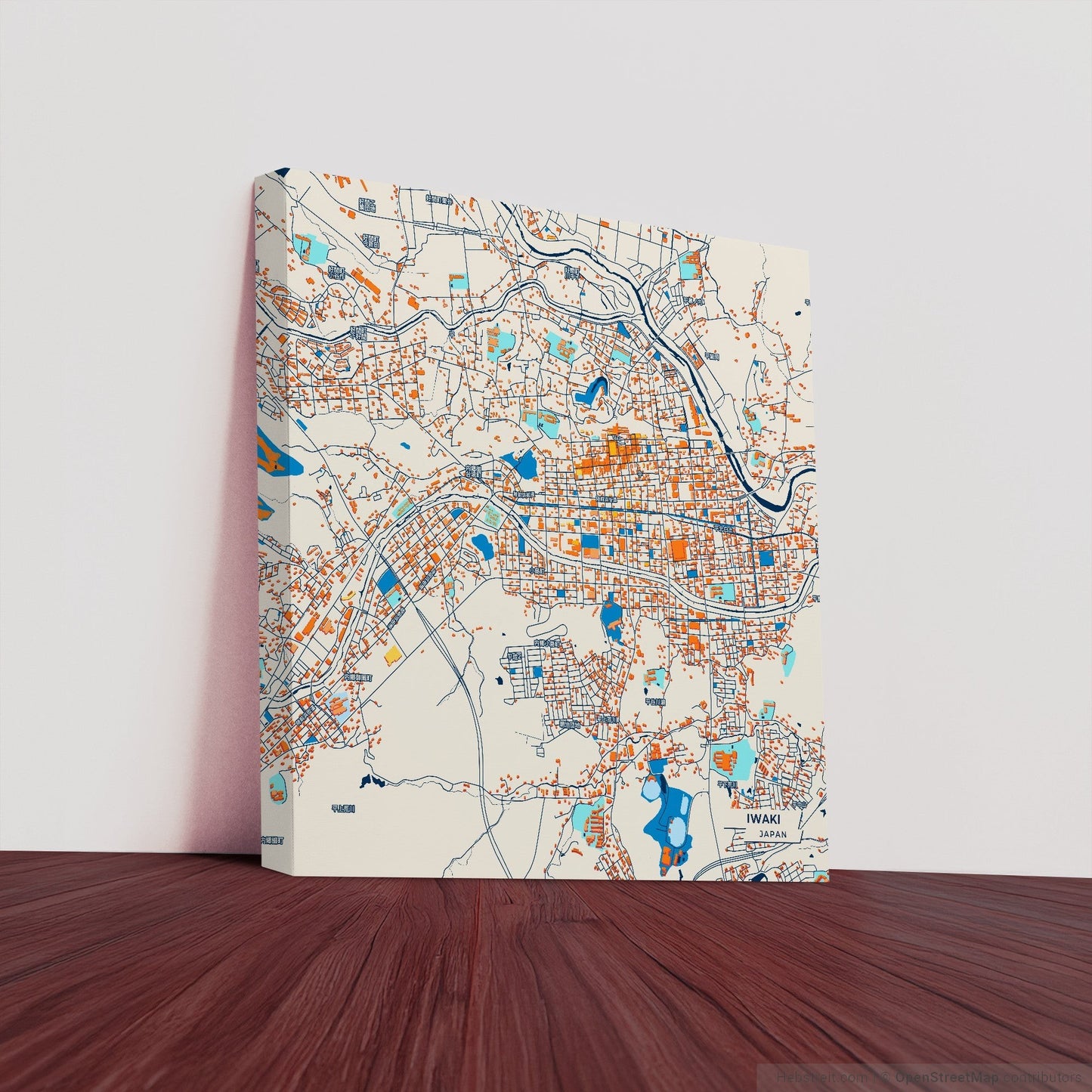 Iwaki Japan Colorful City Map Canvas Print
