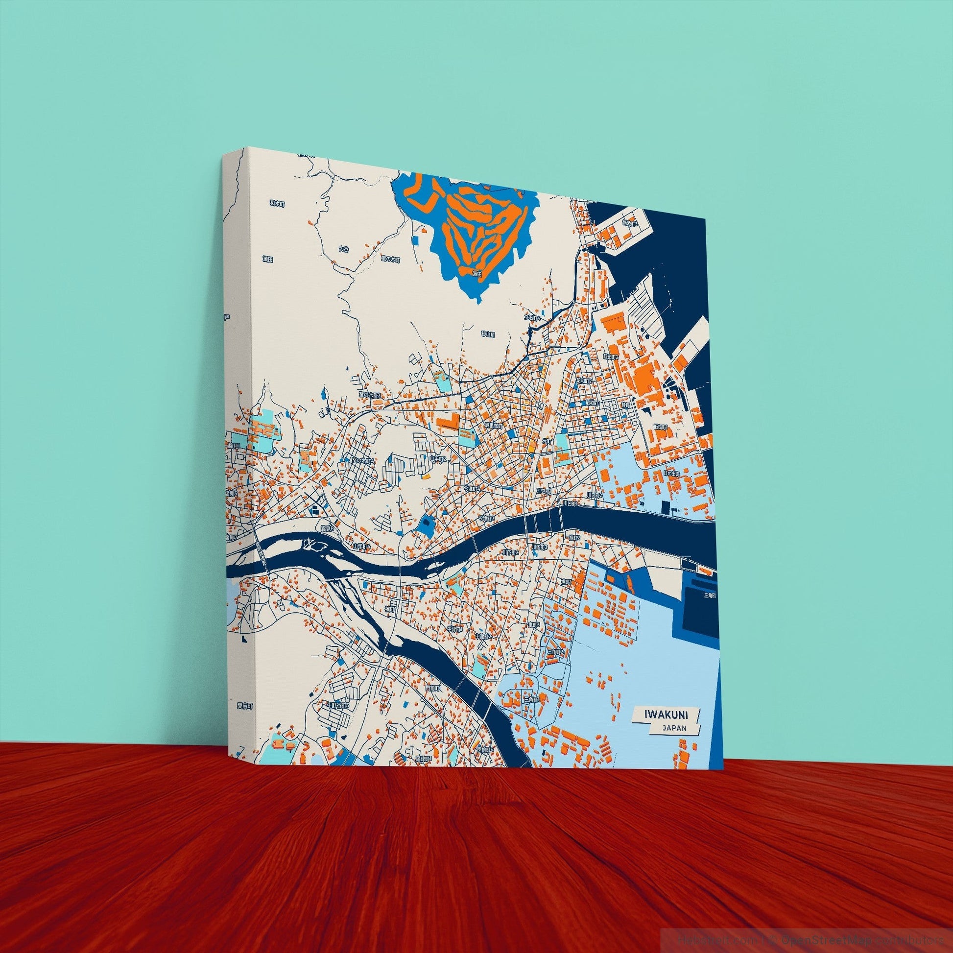 Iwakuni Japan Colorful City Map Canvas Print