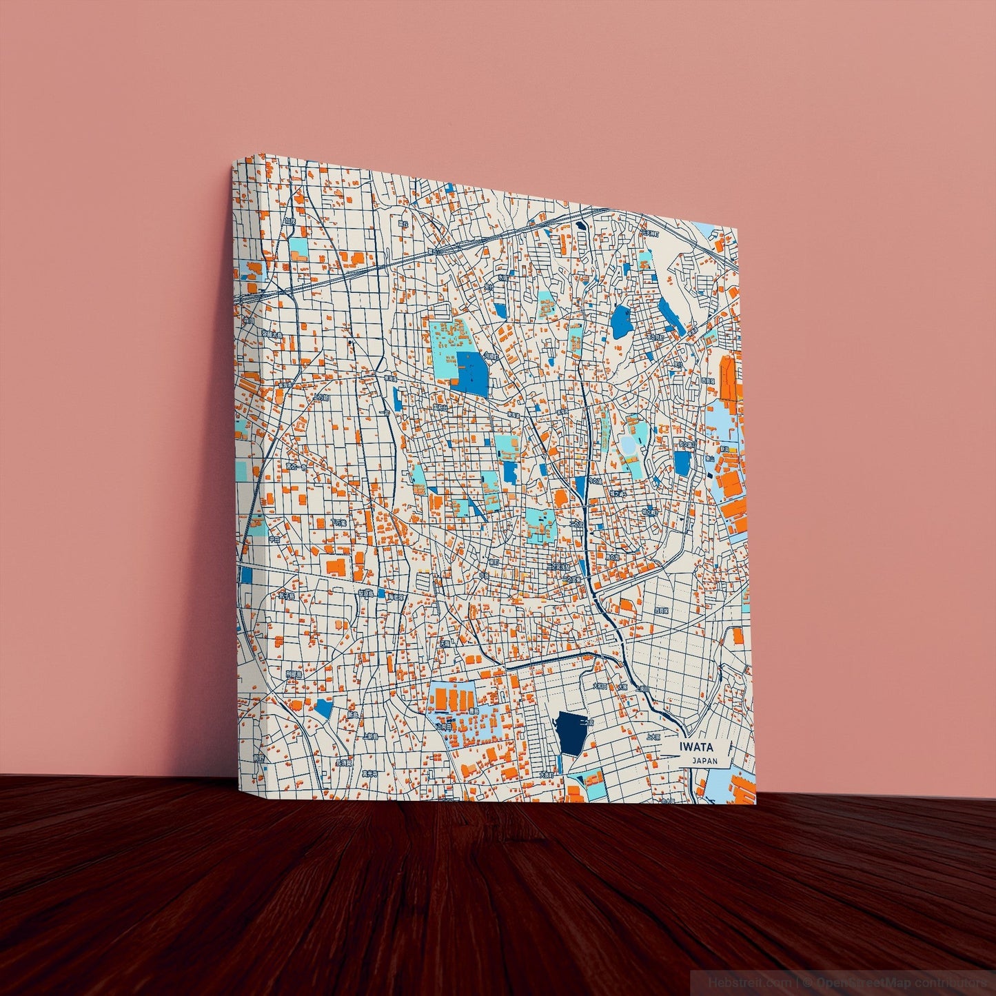 Iwata Japan Colorful City Map Canvas Print