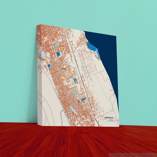 Избербаш Russia Colorful City Map Canvas Print