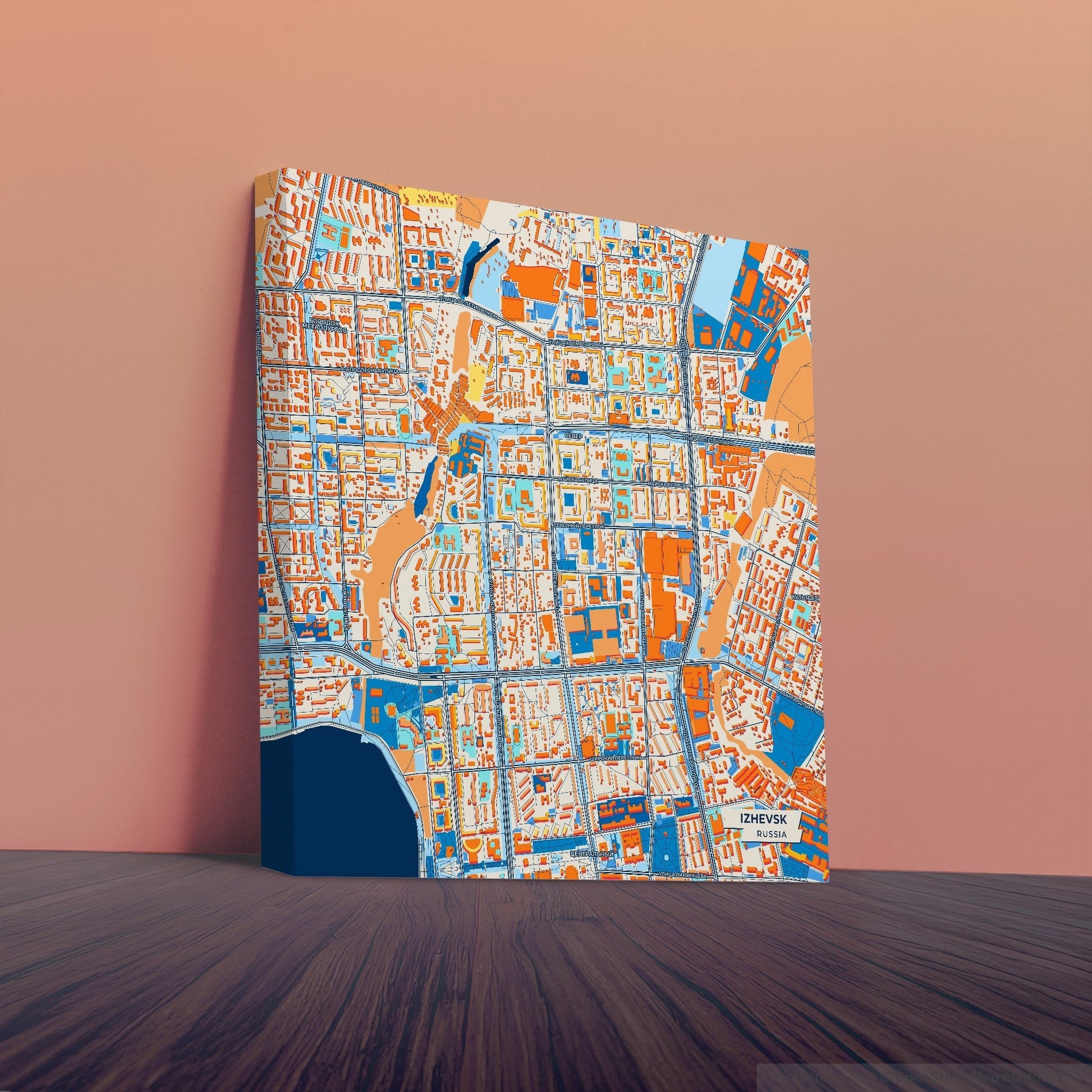 Ижевск Russia Colorful City Map Canvas Print