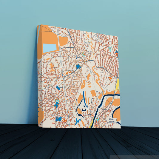 Ізіум Ukraine Colorful City Map Canvas Print