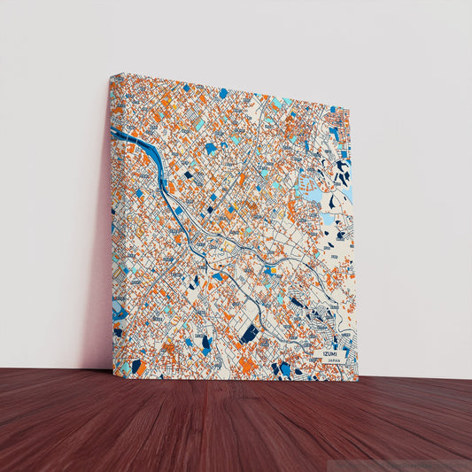 Izumi Japan Colorful City Map Canvas Print