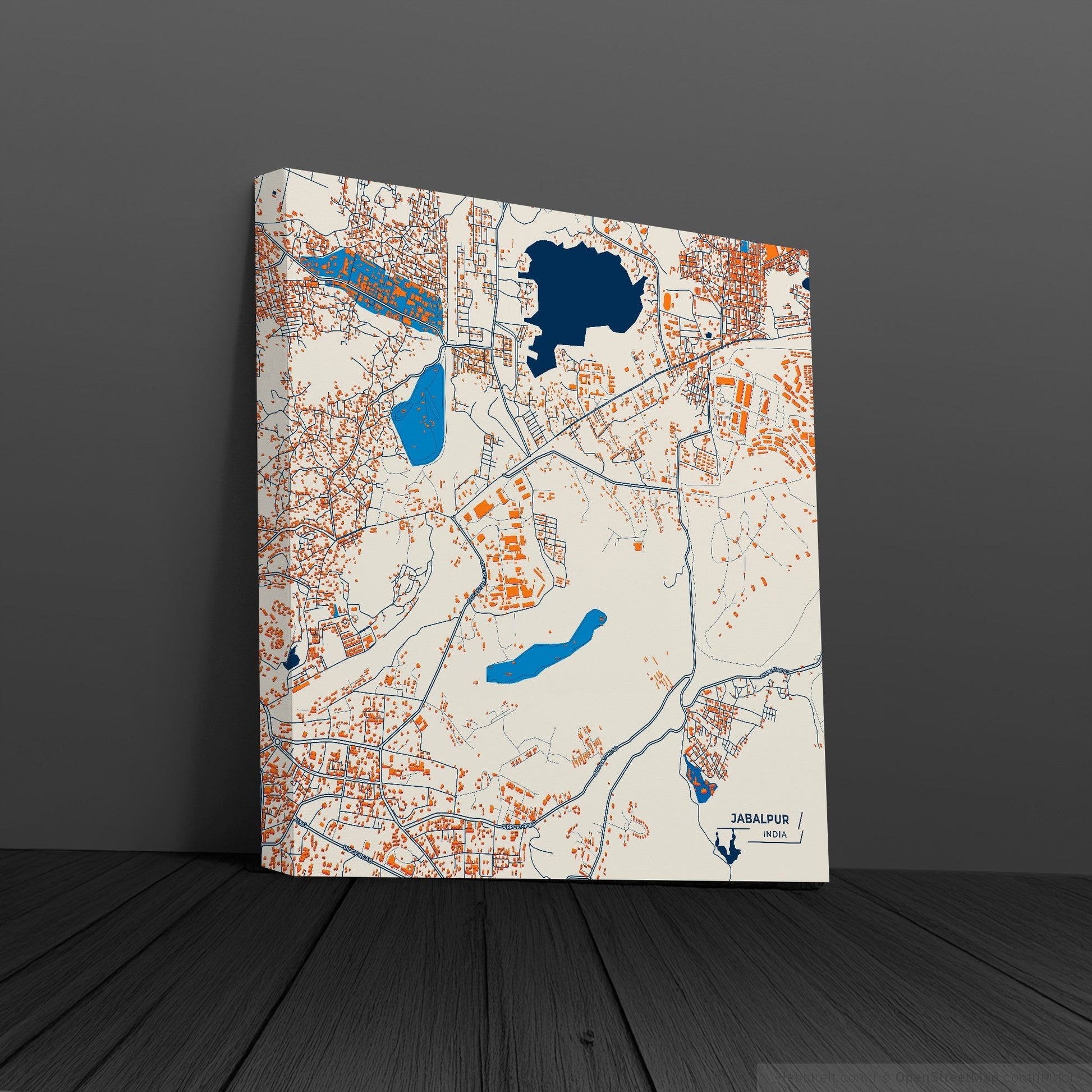 Jabalpur India Colorful City Map Canvas Print