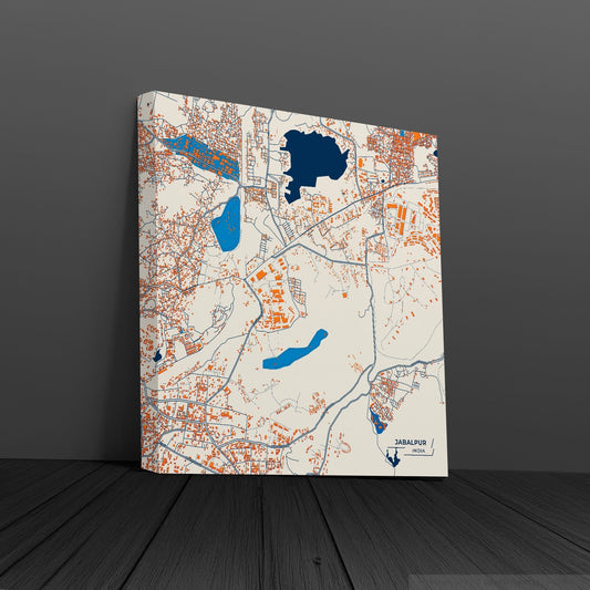 Jabalpur India Colorful City Map Canvas Print