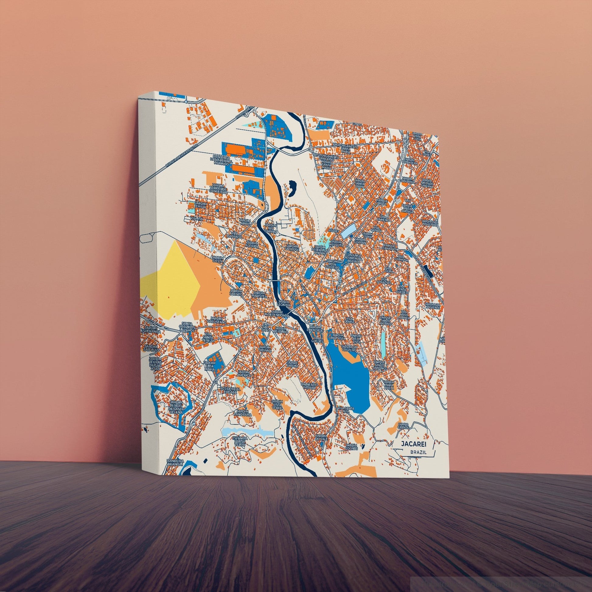 Jacarei Brazil Colorful City Map Canvas Print