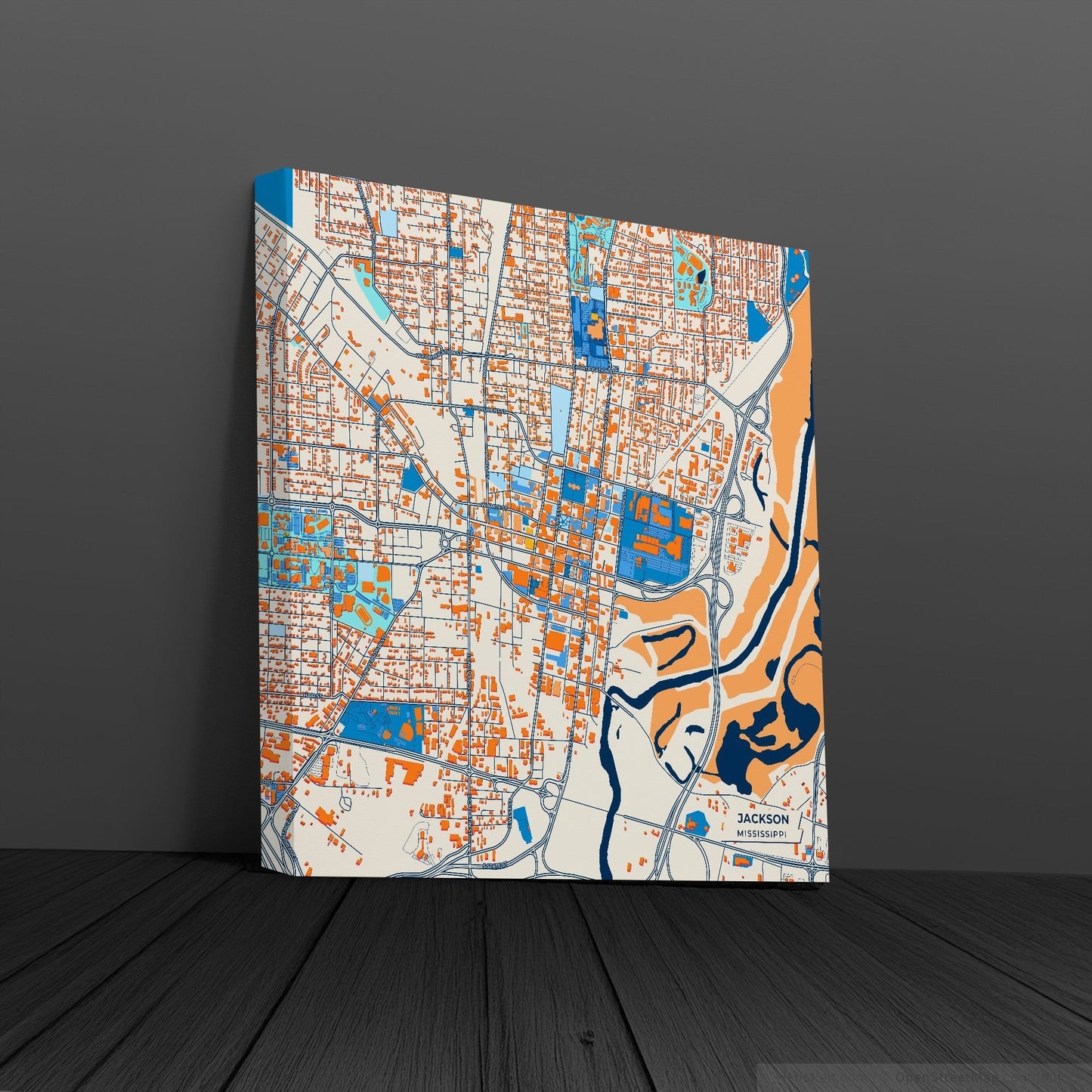 Jackson Mississippi Colorful City Map Canvas Print