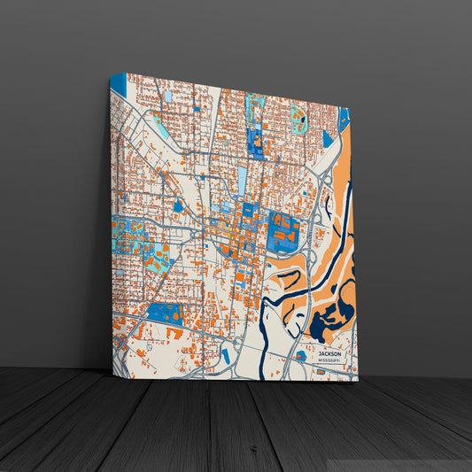 Jackson Mississippi Colorful City Map Canvas Print