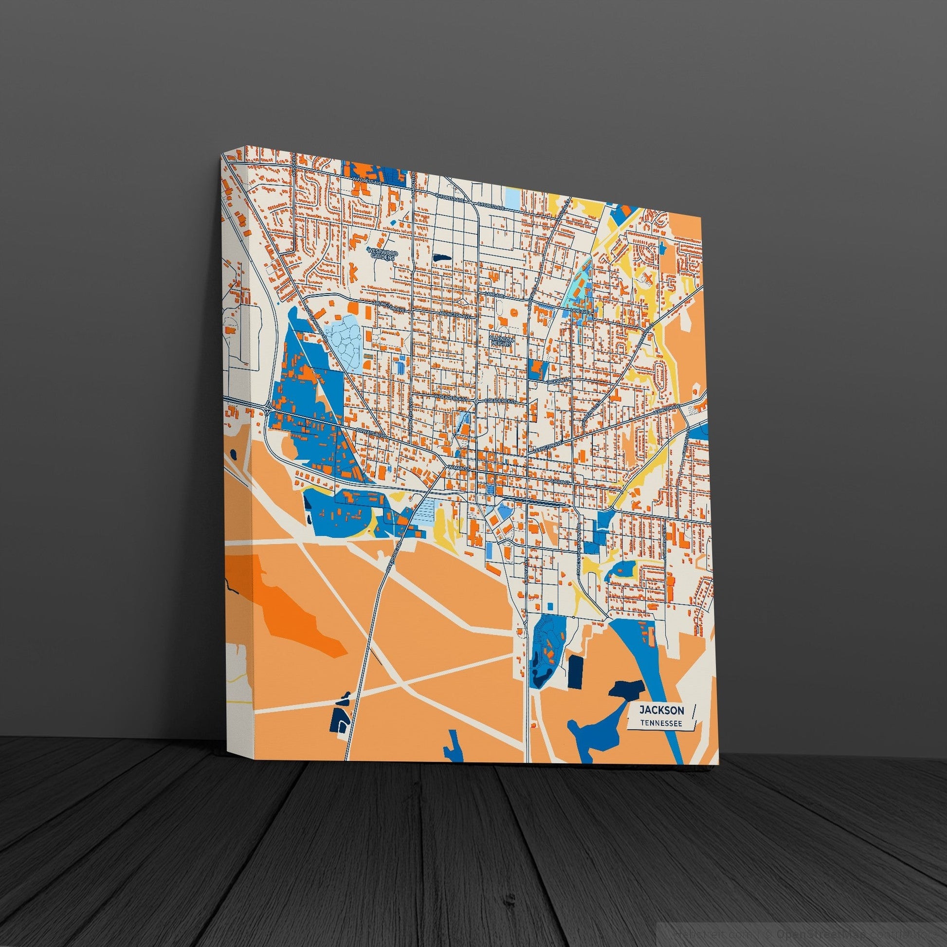 Jackson Tennessee Colorful City Map Canvas Print