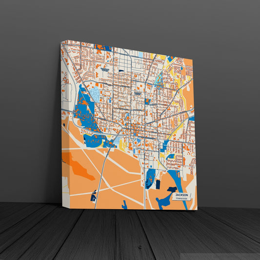 Jackson Tennessee Colorful City Map Canvas Print