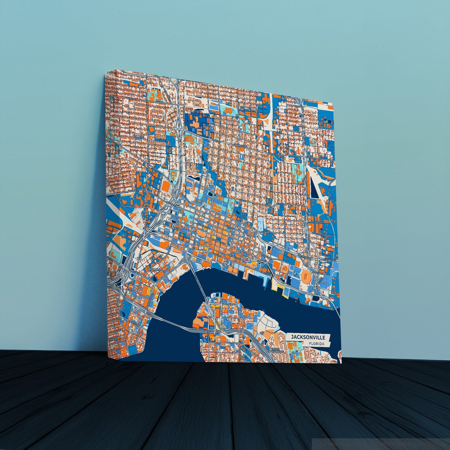 Jacksonville Florida Colorful City Map Canvas Print