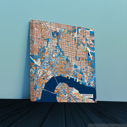 Jacksonville Florida Colorful City Map Canvas Print