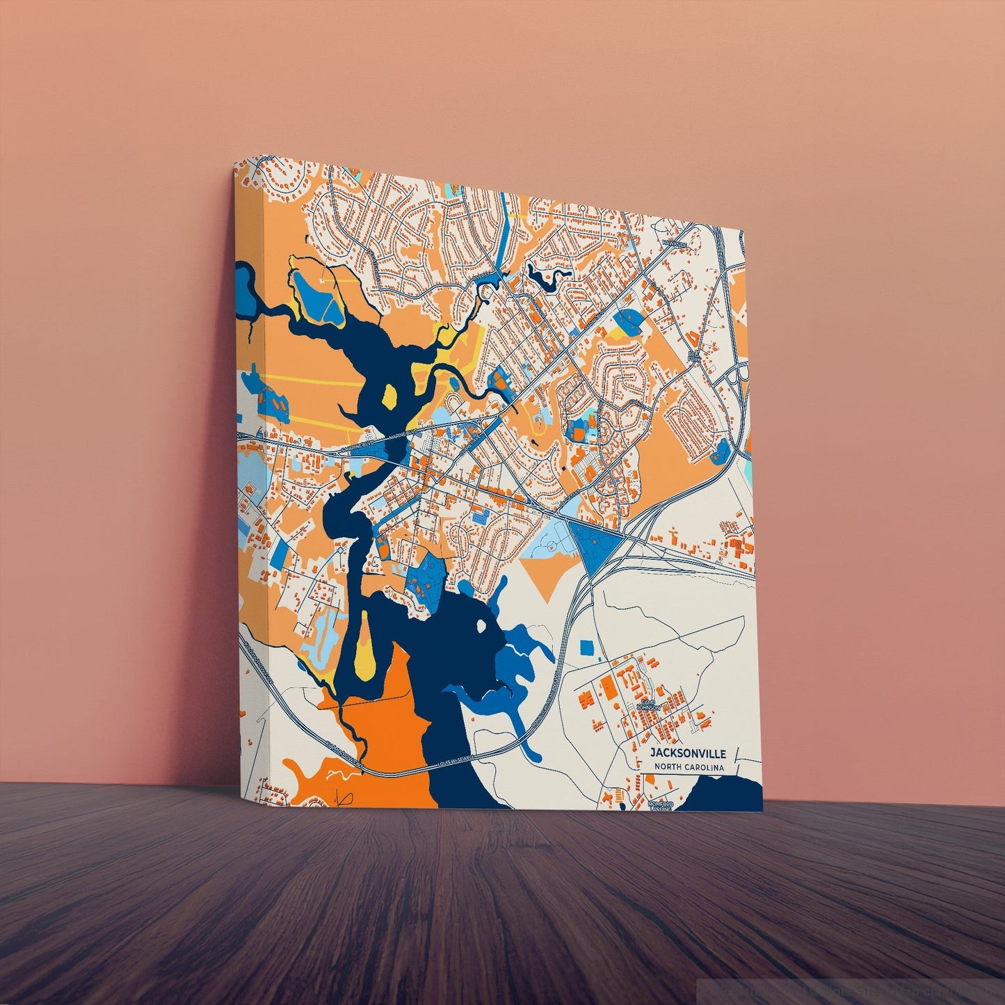 Jacksonville North Carolina Colorful City Map Canvas Print