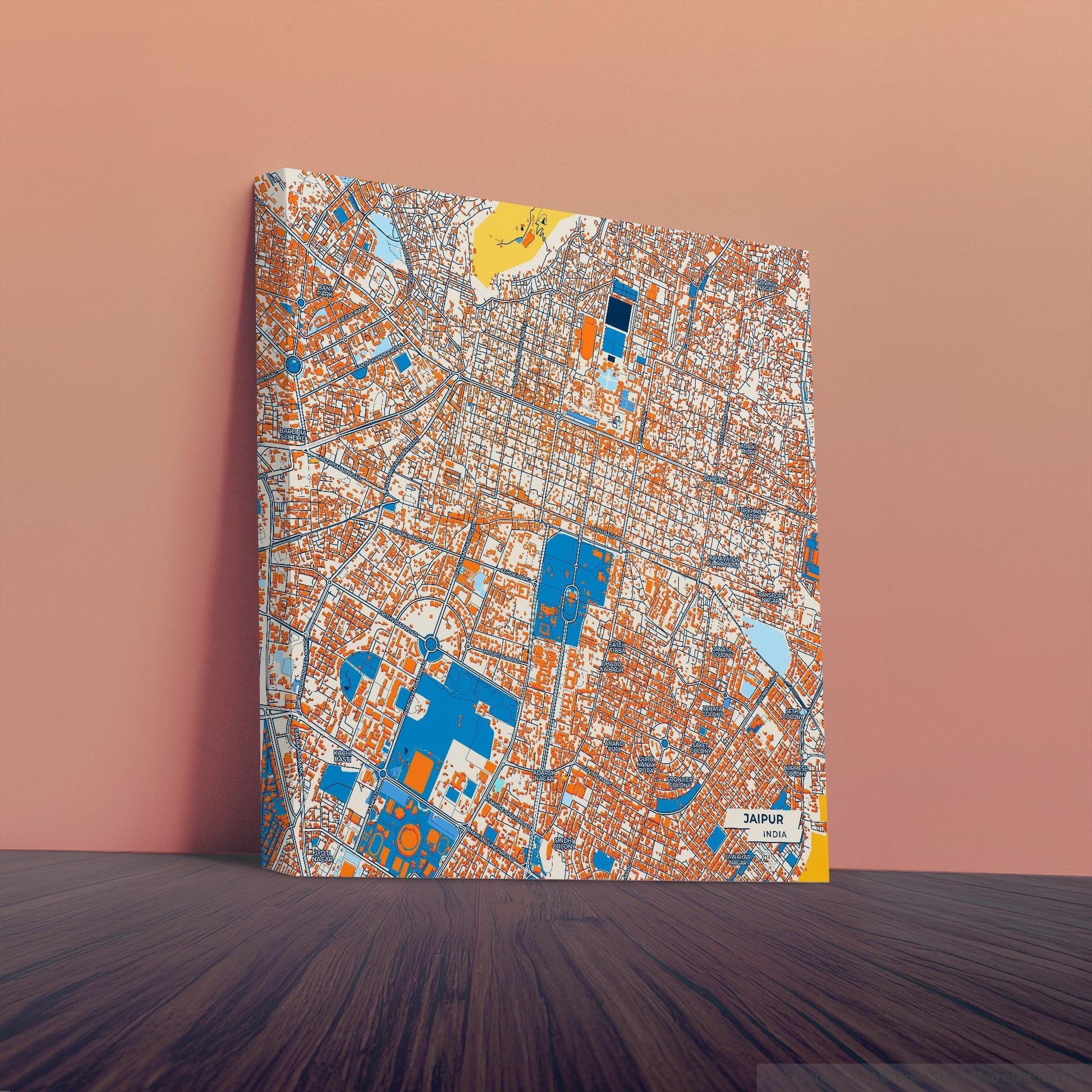 Jaipur India Colorful City Map Canvas Print