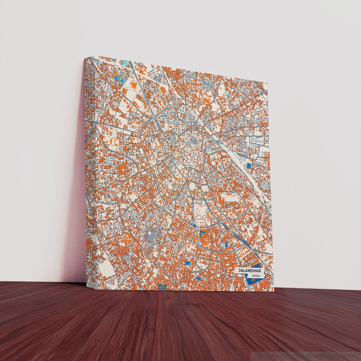 Jalandhar India Colorful City Map Canvas Print