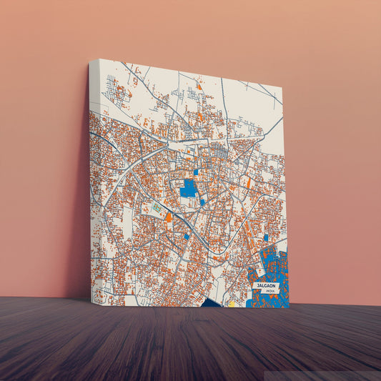 Jalgaon India Colorful City Map Canvas Print