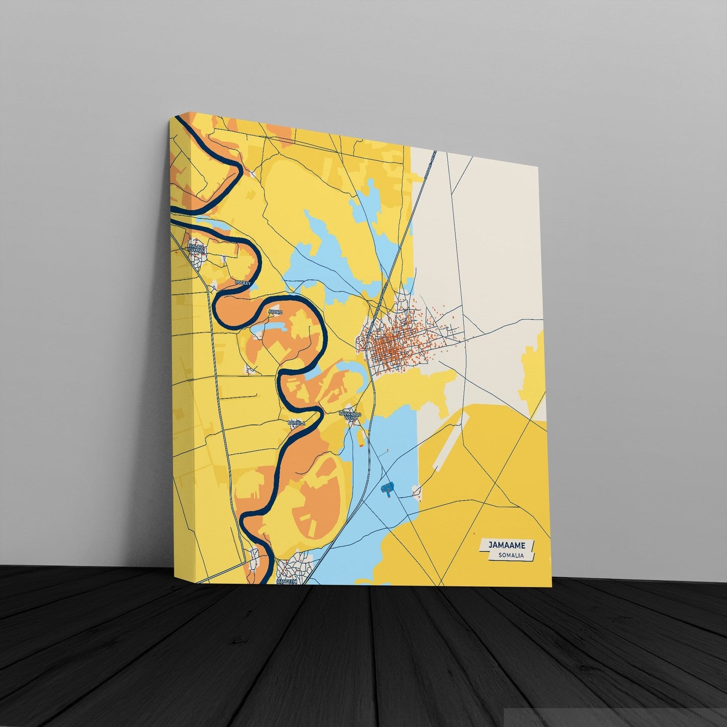 Jamaame Somalia Colorful City Map Canvas Print