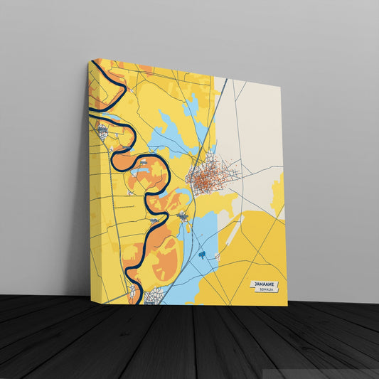 Jamaame Somalia Colorful City Map Canvas Print