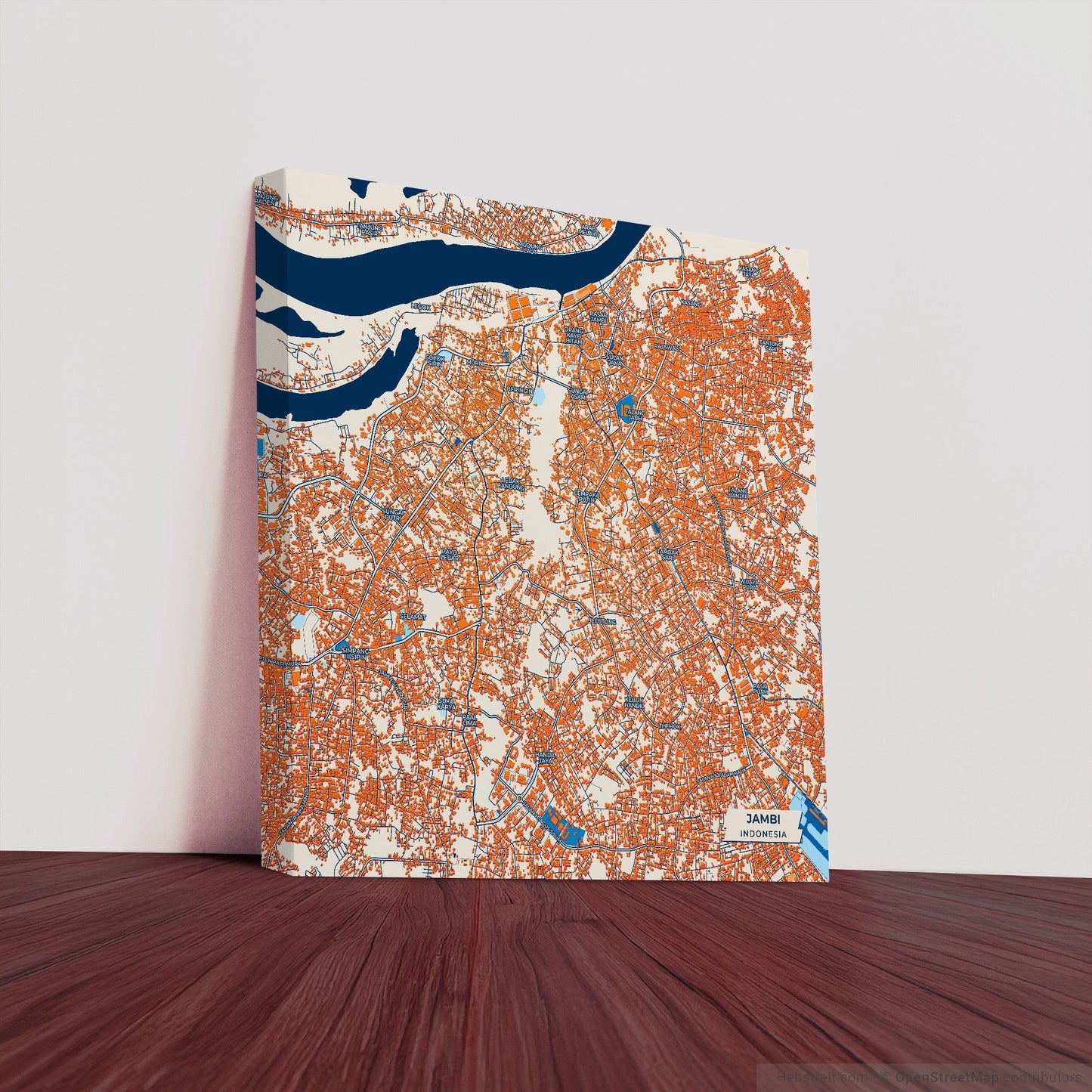 Jambi Indonesia Colorful City Map Canvas Print