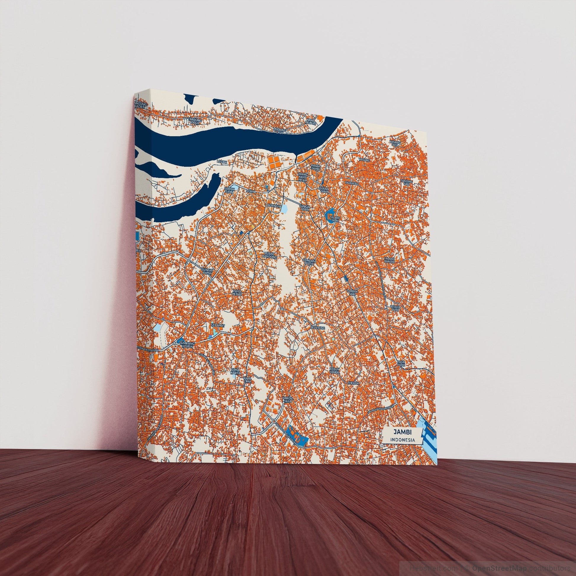 Jambi Indonesia Colorful City Map Canvas Print