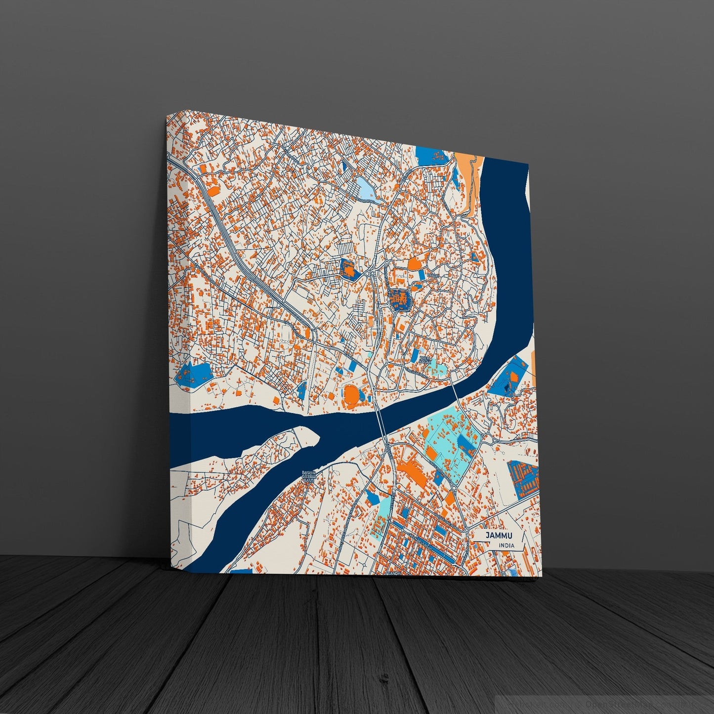 Jammu India Colorful City Map Canvas Print