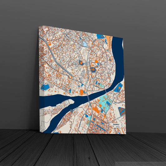 Jammu India Colorful City Map Canvas Print