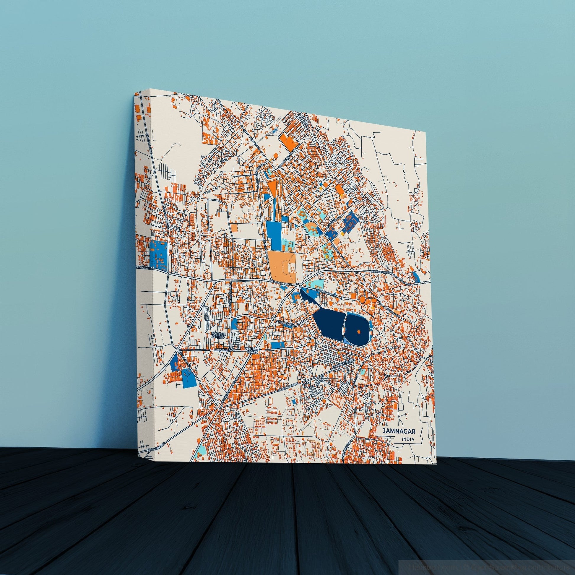 Jamnagar India Colorful City Map Canvas Print