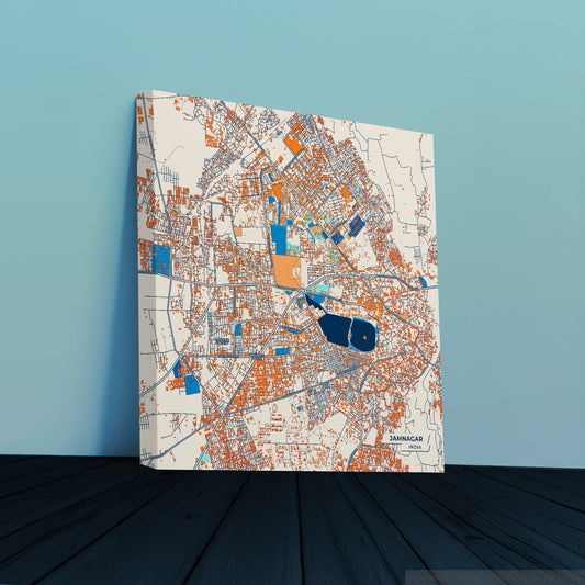 Jamnagar India Colorful City Map Canvas Print