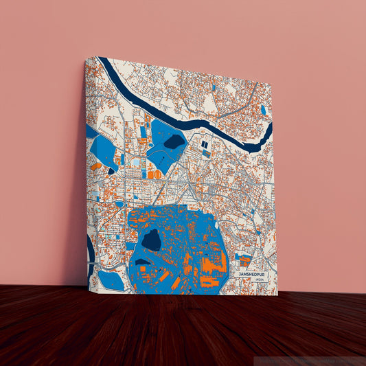 Jamshedpur India Colorful City Map Canvas Print