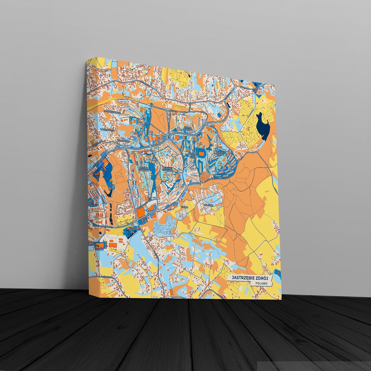 Jastrzębie Zdrój Poland Colorful City Map Canvas Print