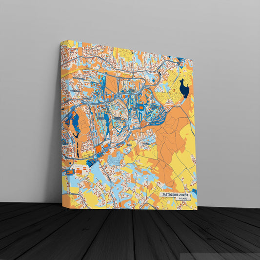 Jastrzębie Zdrój Poland Colorful City Map Canvas Print