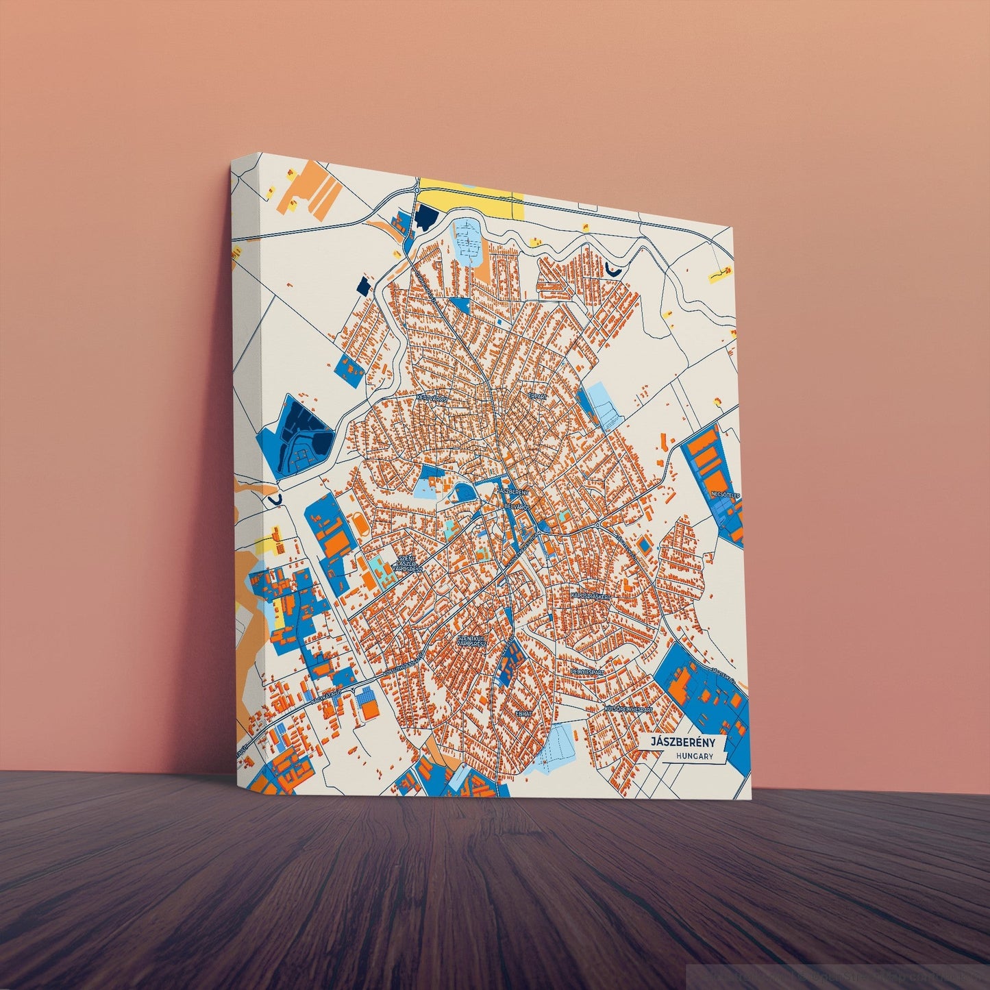 Jászberény Hungary Colorful City Map Canvas Print