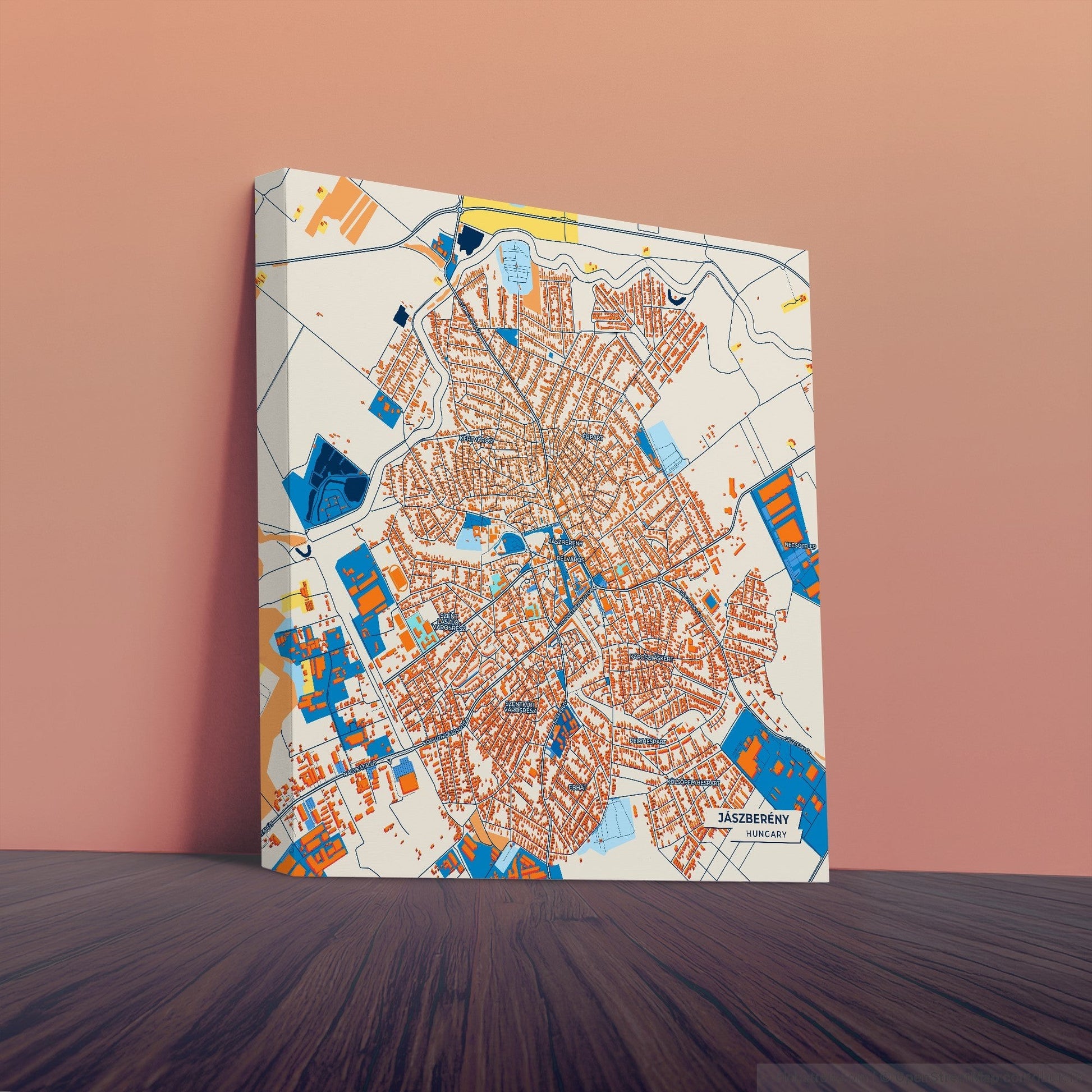 Jászberény Hungary Colorful City Map Canvas Print