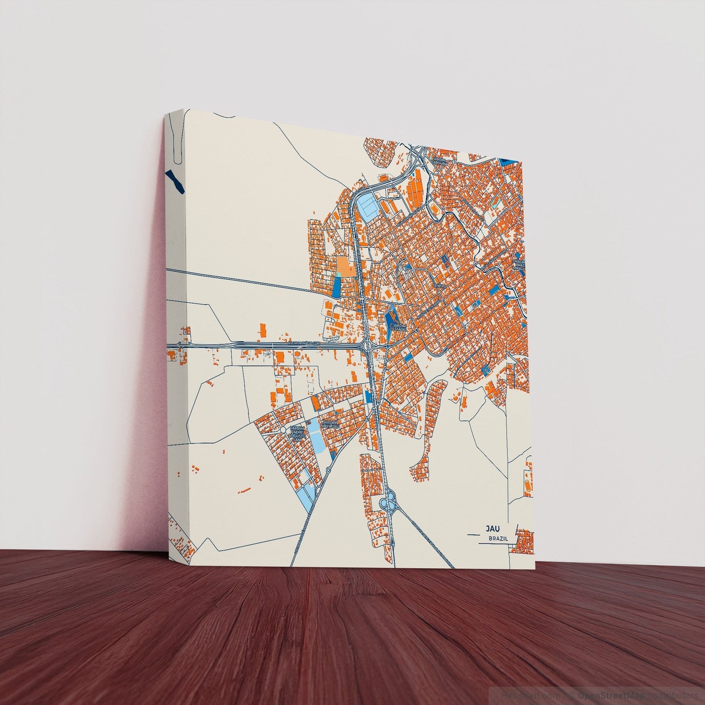 Jau Brazil Colorful City Map Canvas Print