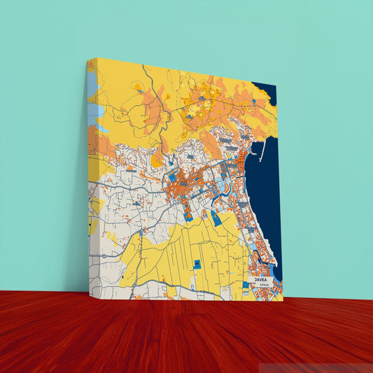 Javea Spain Colorful City Map Canvas Print