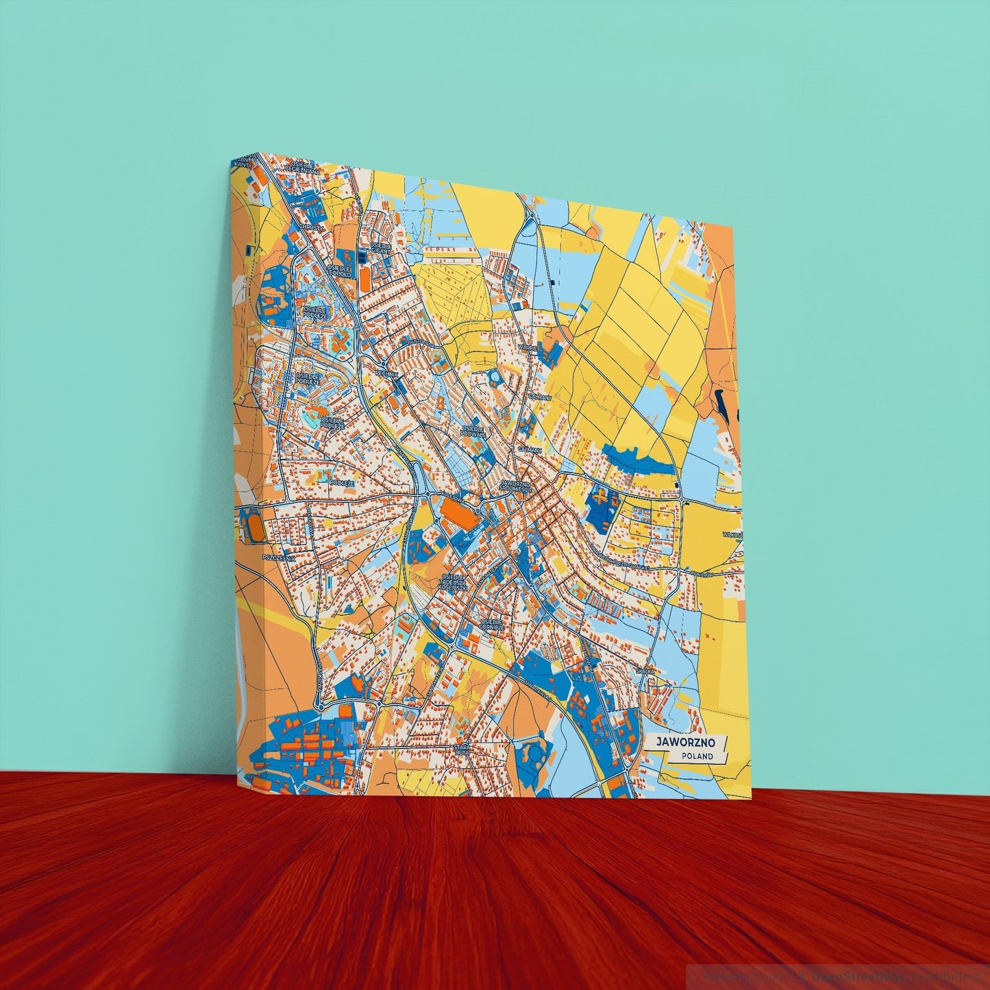 Jaworzno Poland Colorful City Map Canvas Print
