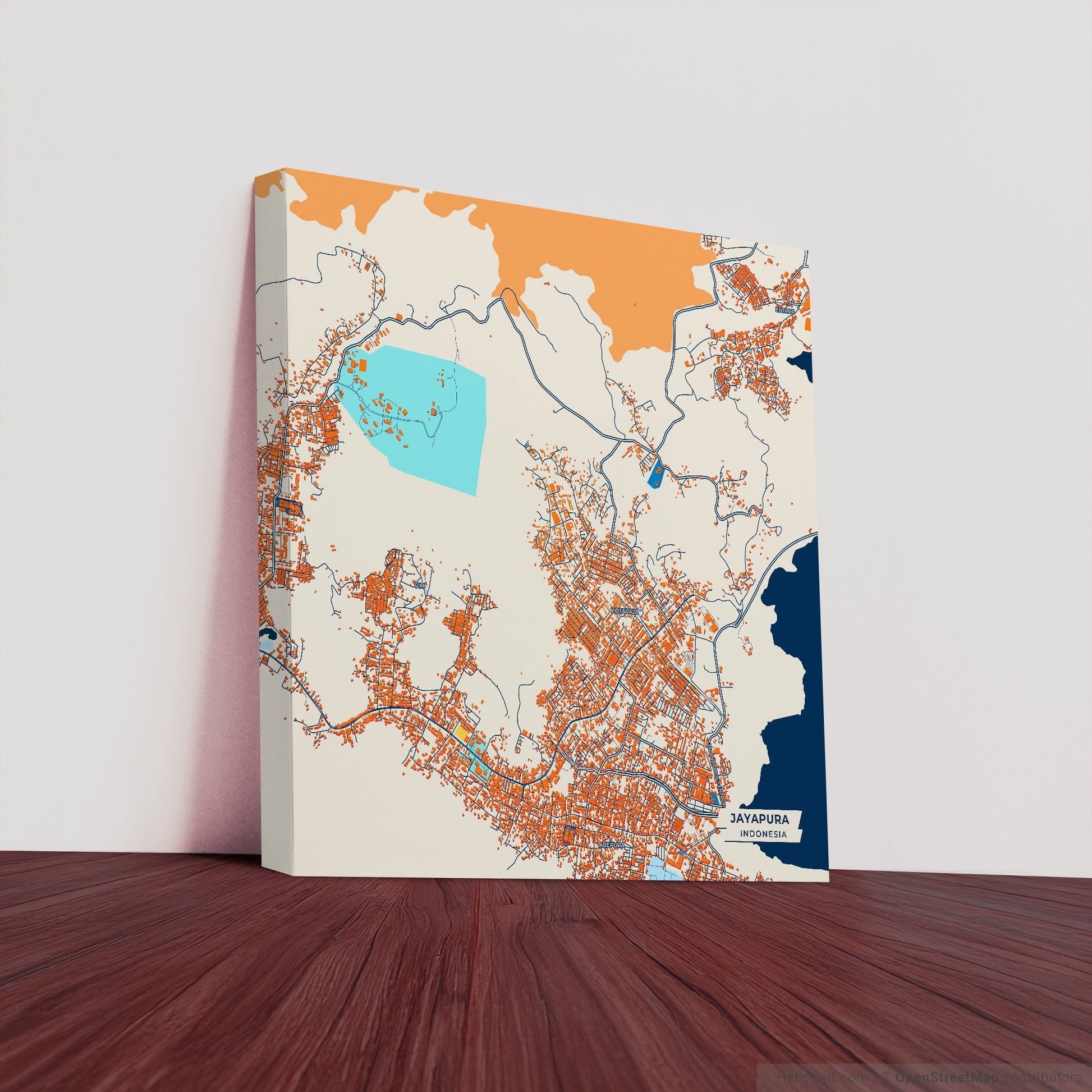 Jayapura Indonesia Colorful City Map Canvas Print