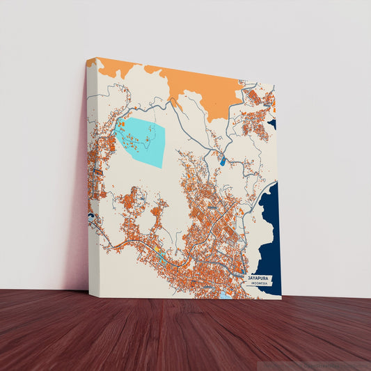Jayapura Indonesia Colorful City Map Canvas Print
