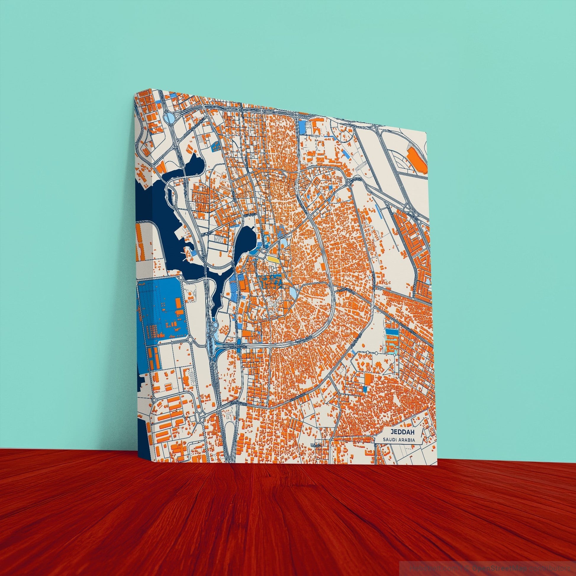Jeddah Saudi Arabia Colorful City Map Canvas Print