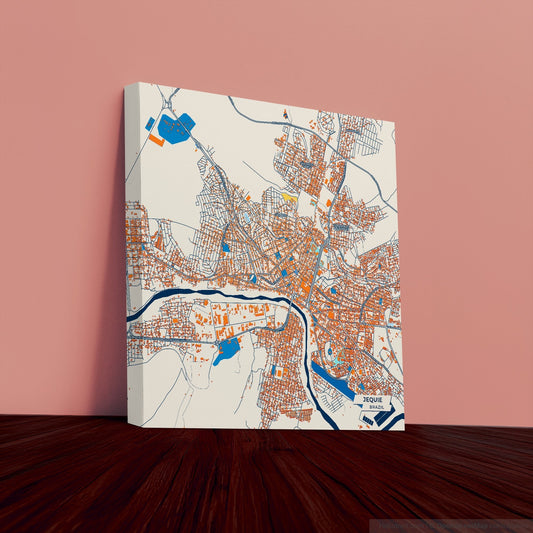 Jequie Brazil Colorful City Map Canvas Print