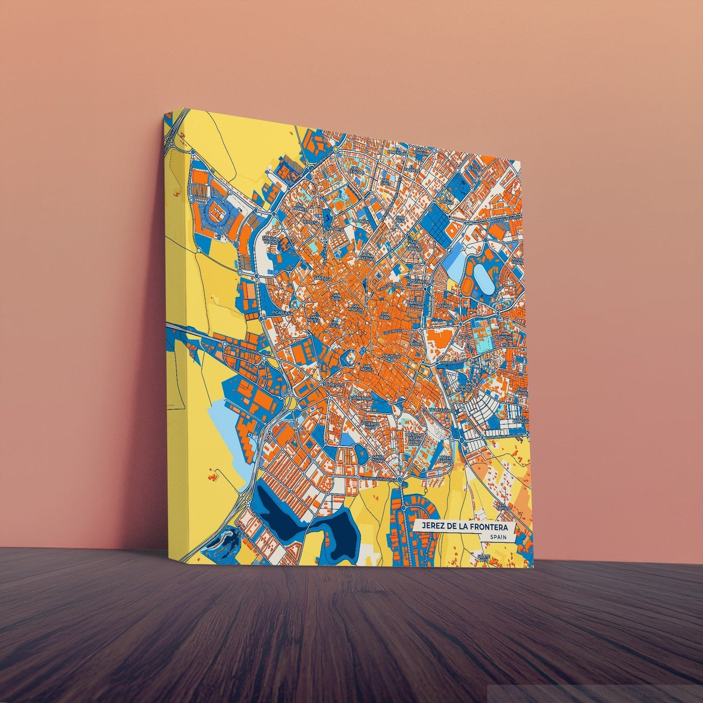 Jerez De La Frontera Spain Colorful City Map Canvas Print
