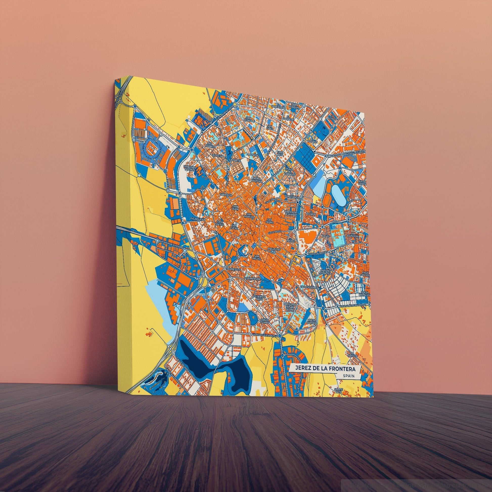 Jerez De La Frontera Spain Colorful City Map Canvas Print