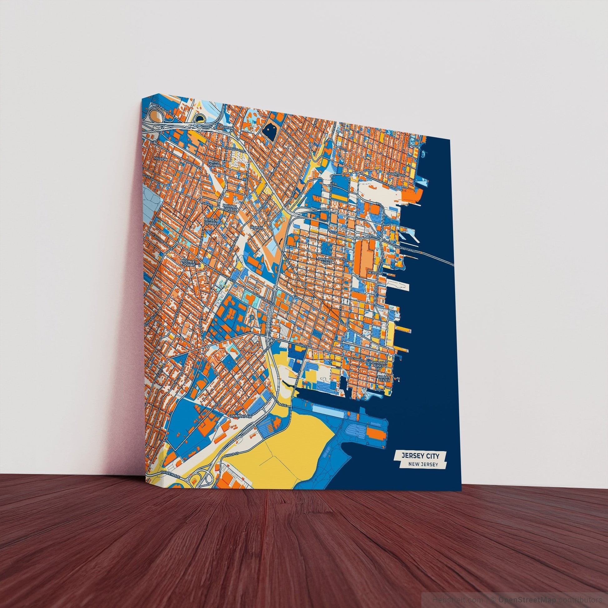 Jersey City New Jersey Colorful City Map Canvas Print
