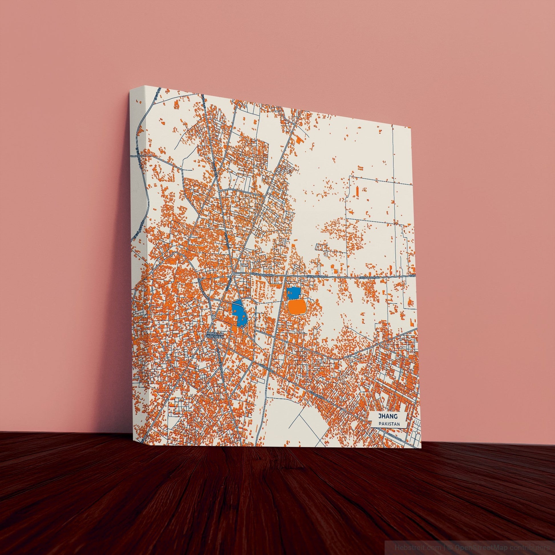 Jhang Pakistan Colorful City Map Canvas Print