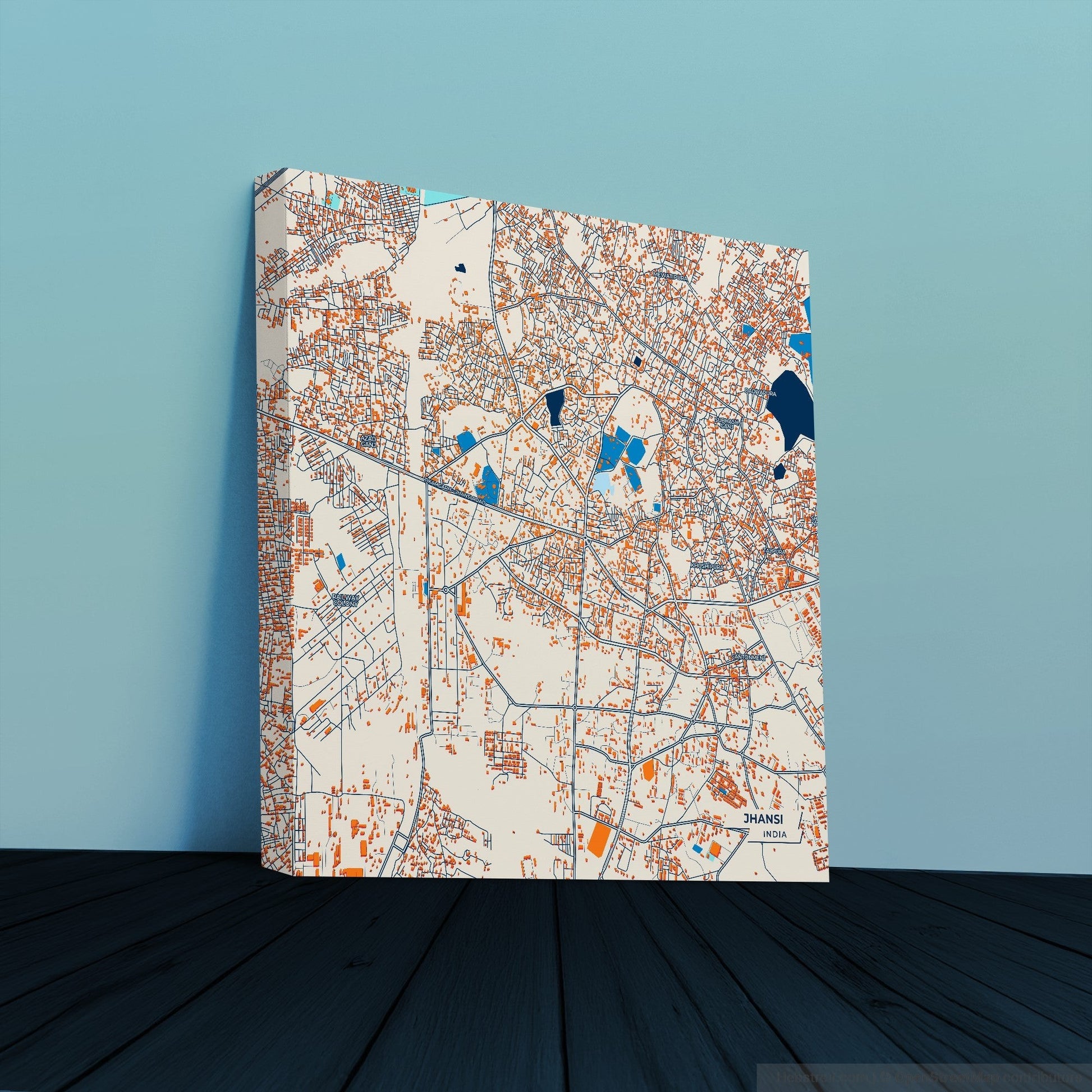 Jhansi India Colorful City Map Canvas Print
