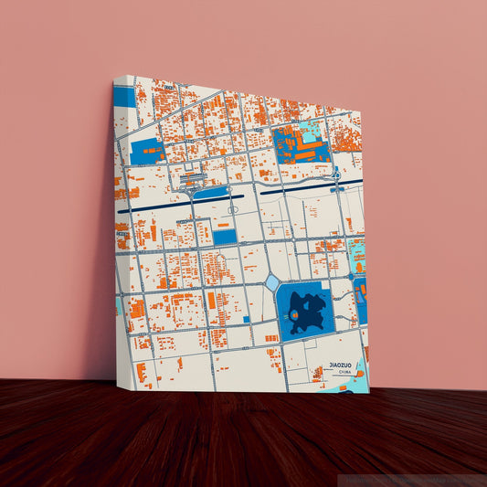 Jiaozuo China Colorful City Map Canvas Print