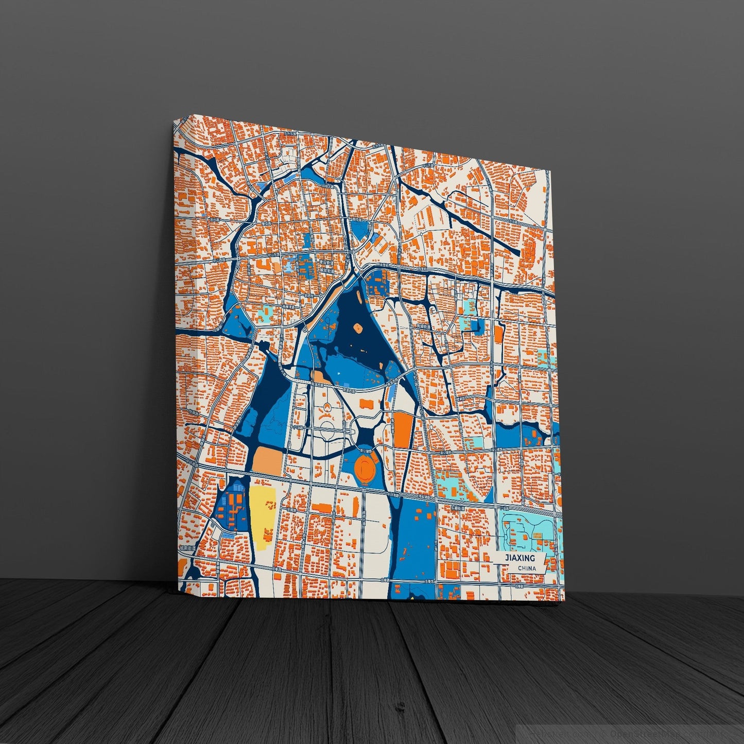 Jiaxing China Colorful City Map Canvas Print