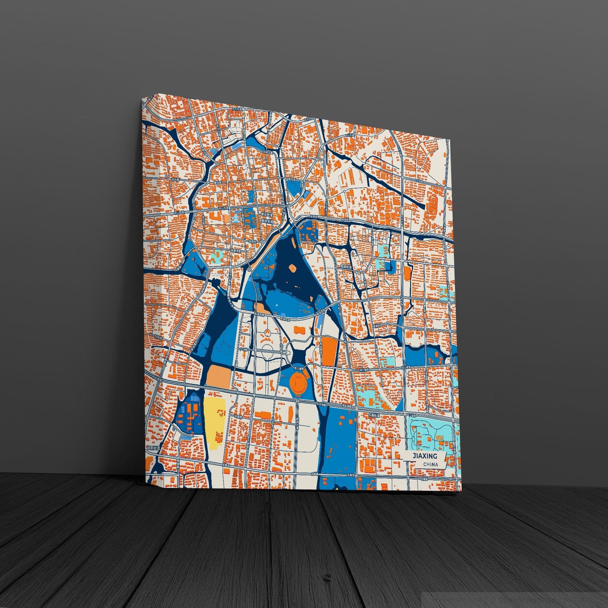Jiaxing China Colorful City Map Canvas Print