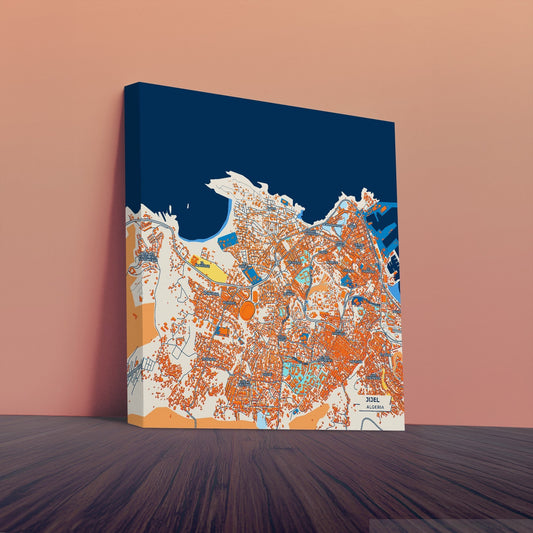 Jijel Algeria Colorful City Map Canvas Print