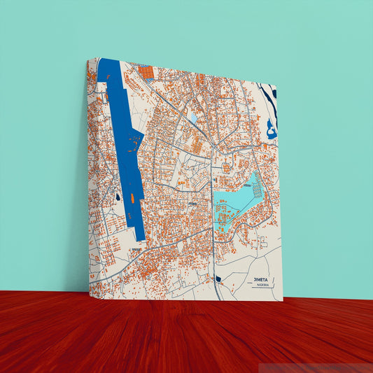Jimeta Nigeria Colorful City Map Canvas Print